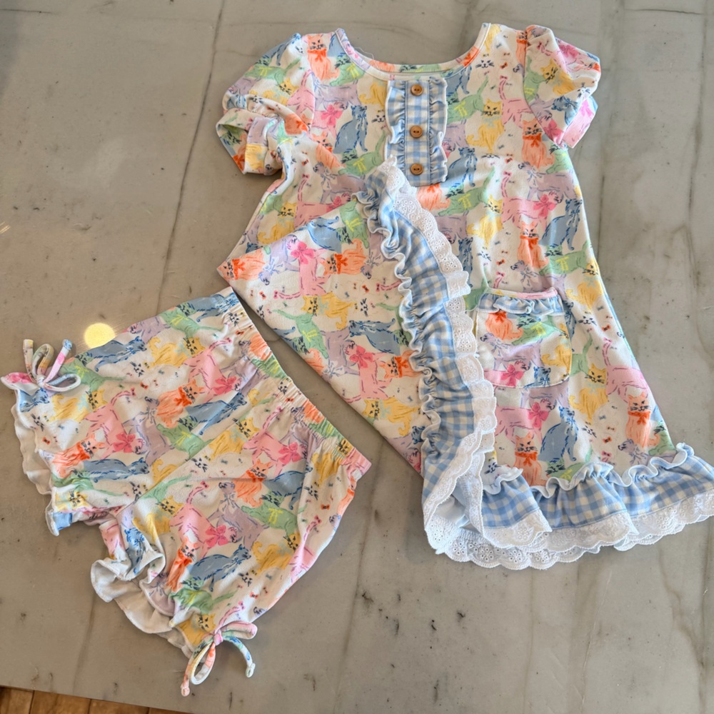 Sweet Honey kitty Dress and Shorts play set